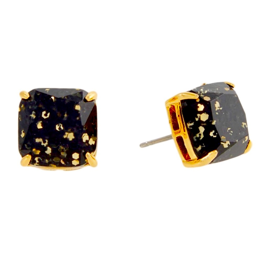 ♠️ Kate Spade Black Glitter Crystal Small Square Stud Earrings
